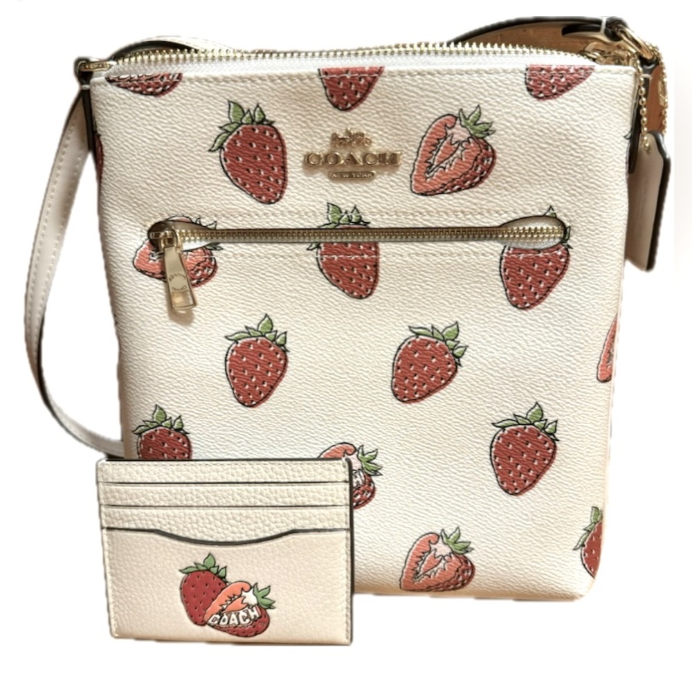 Coach Mini Rowan Bag and Cardholder 🍓 Strawberry Print - 2 Pc $348 MSRP
